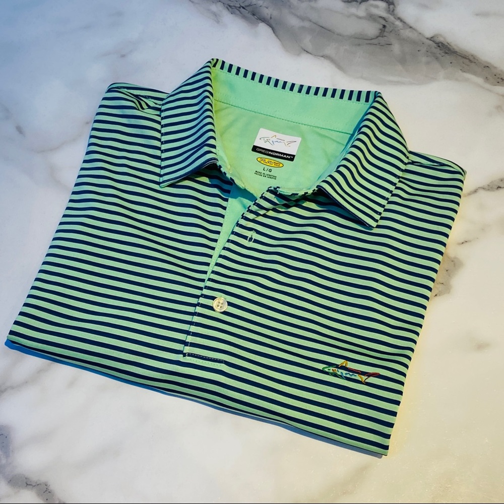 Greg Norman Shark Polo Play Dry Golf Shirt Size Large